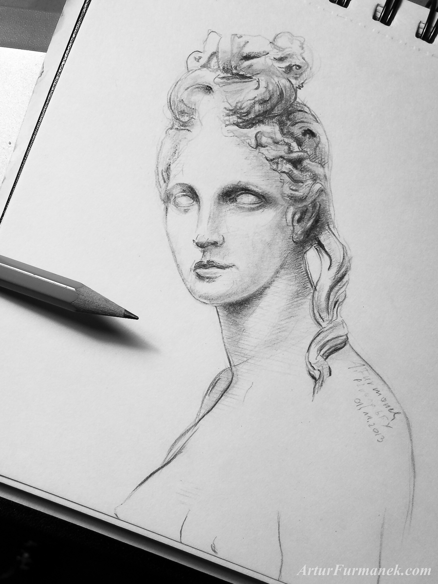 Venus sketch, pencil in a sketchbook