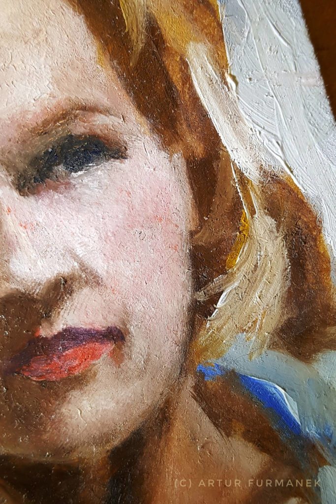 Oil painting woman portrait detail